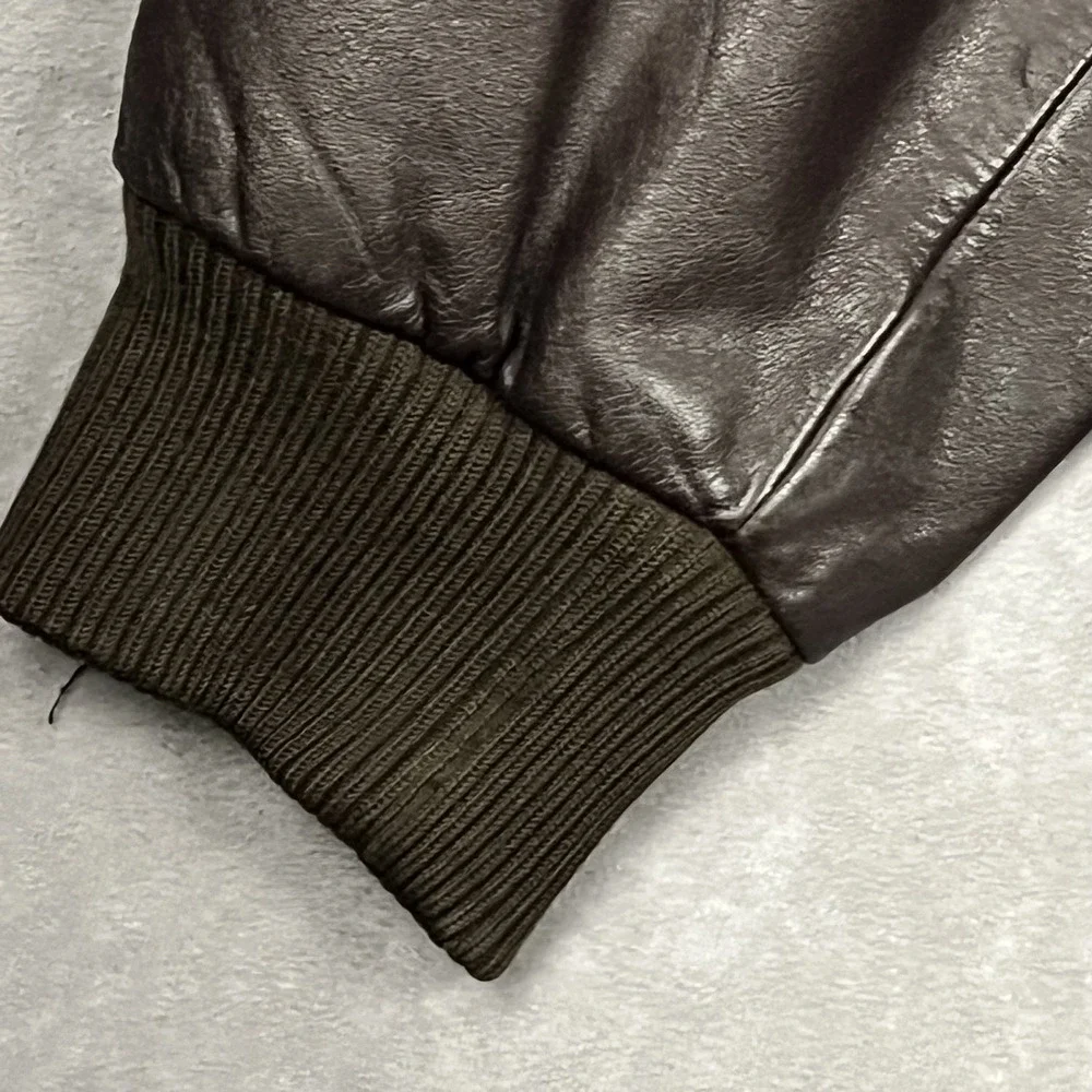 Members Only Men's 1X  Bomber Jacket‎ Brown Genuine Leather Vintage
